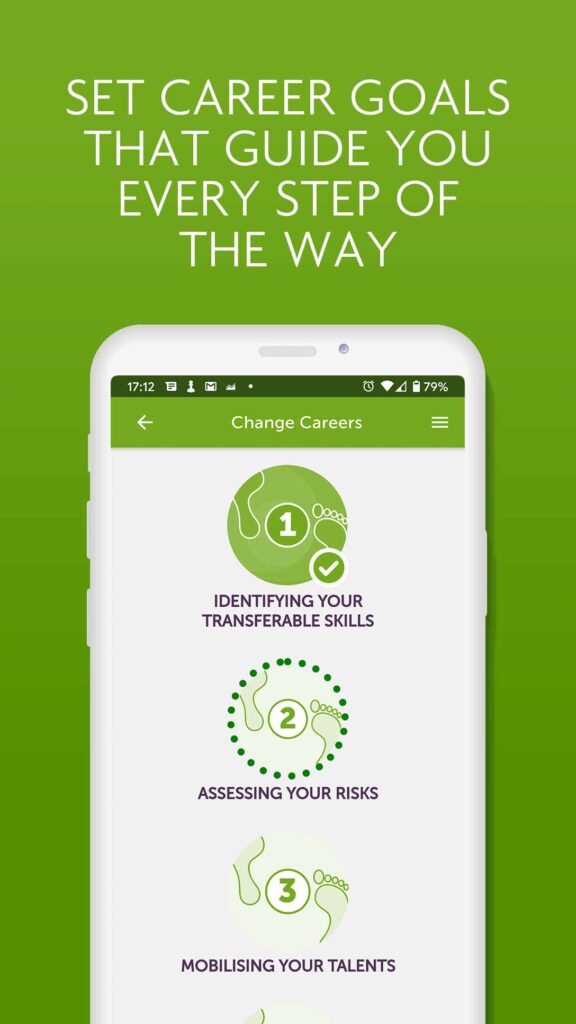 Image of iShine app - career goals page